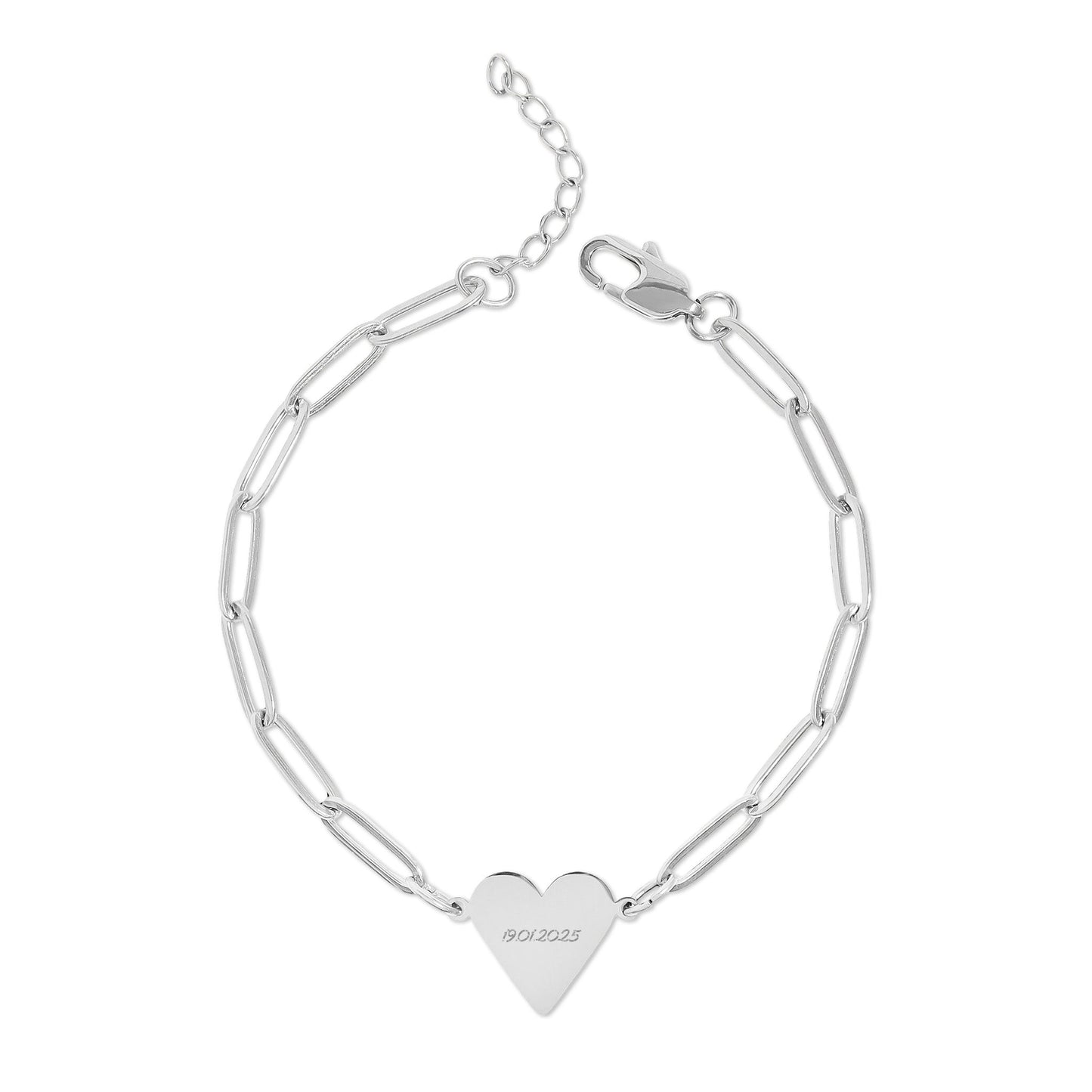 Paperclip Heart Bracelet — Engravable Gold/ Rose Gold Heart Charm