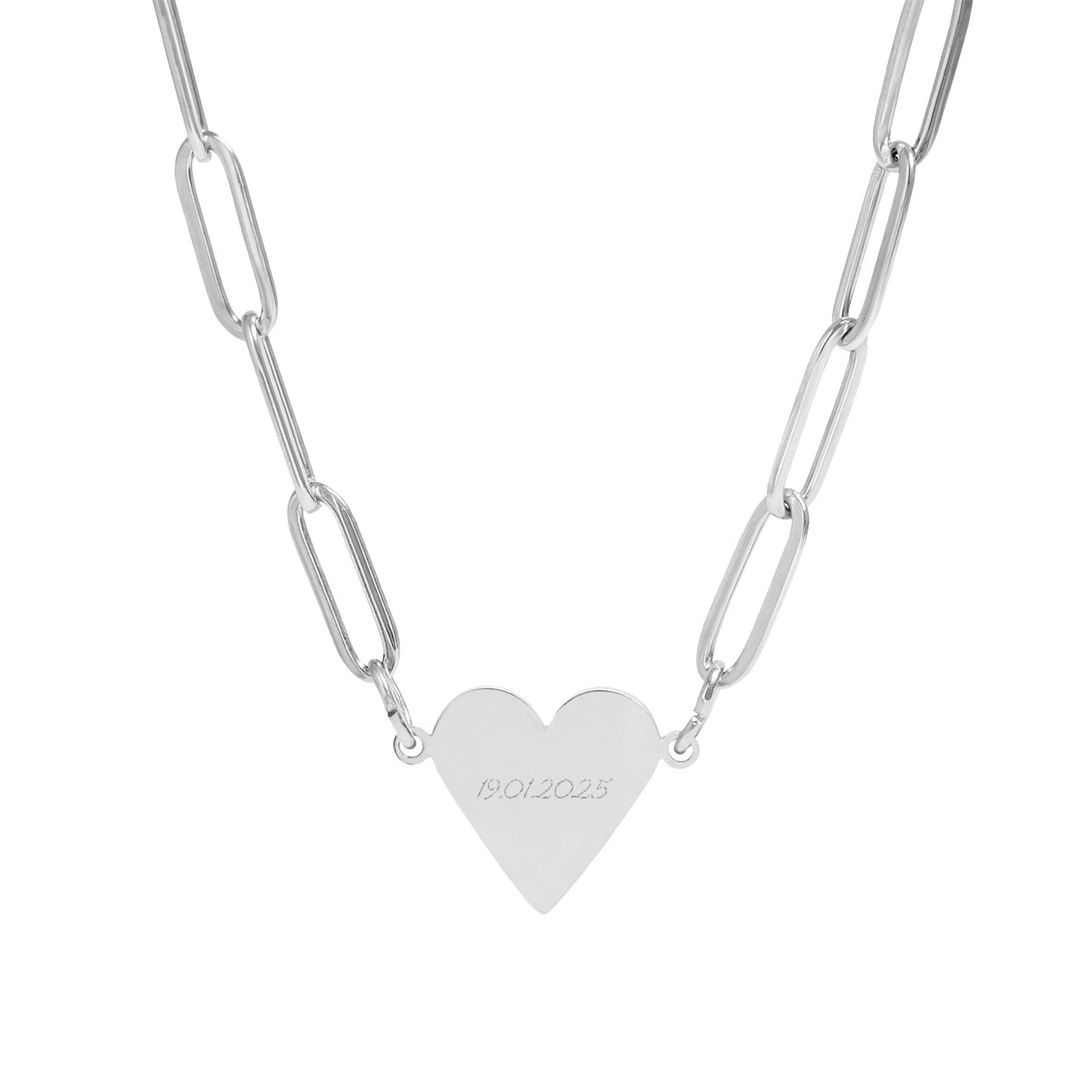 Engravable Paperclip Heart Necklace — Customizable Rose Gold or Gold Pendant