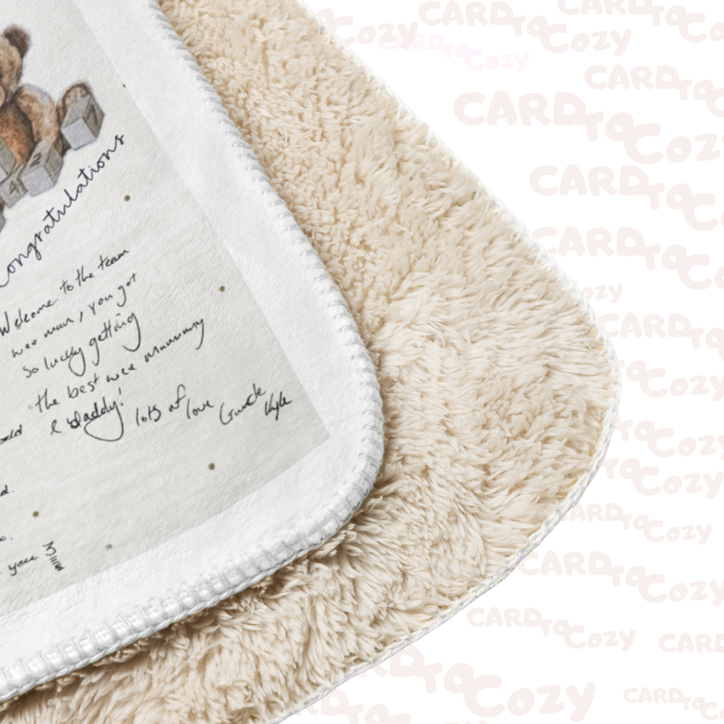 CardtoCozy snuggle print blanket – Original Handwriting & Card Design Keepsake Blanket (Sherpa)
